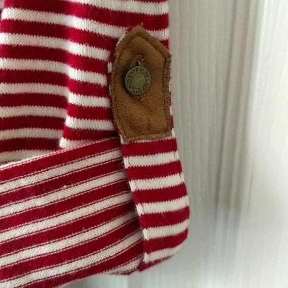 Lauren Ralph Lauren Striped Round Neck Long Roll Tab Sleeve Top Red White XS - Picture 12 of 14